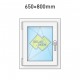 Plastové okno jednokřídlé 65x80 cm (650x800 mm), bílé, otevíravé i sklopné, LEVÉ - nákres