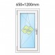 Plastové okno jednokřídlé 65x120 cm (650x1200 mm), bílé, otevíravé i sklopné, LEVÉ - nákres