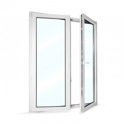 Plastové balkonové dveře dvoukřídlé se štulpem 168x208 cm (1680x2080 mm), bílé, PRAVÉ - otevřené