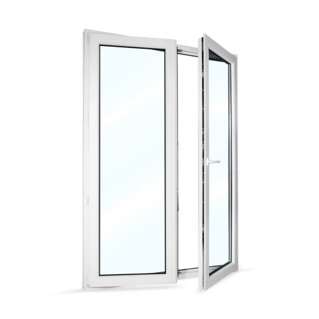Plastové balkonové dveře dvoukřídlé se štulpem 148x208 cm (1480x2080 mm), bílé, PRAVÉ - otevřené