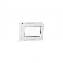 Plastové okno sklopné 75x55 cm (750x550 mm), bílé, sklo v ornamentu činčila - sklopené