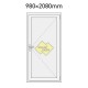 Plastové vedlejší vchodové dveře jednokřídlé 98x208 cm (980x2080 mm), plné, bílá|zlatý dub, PRAVÉ - nákres