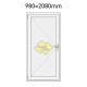 Plastové vedlejší vchodové dveře jednokřídlé 98x208 cm (980x2080 mm), plné, bílá|zlatý dub, LEVÉ - nákres