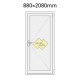 Plastové vedlejší vchodové dveře jednokřídlé 88x208 cm (880x2080 mm), plné, bílá|zlatý dub, PRAVÉ - nákres