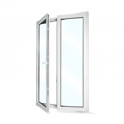 Plastové balkonové dveře dvoukřídlé se štulpem 128x208 cm (1280x2080 mm), bílé, LEVÉ - otevřené