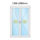 Plastové balkonové dveře dvoukřídlé se štulpem 128x208 cm (1280x2080 mm), bílé, LEVÉ - nákres