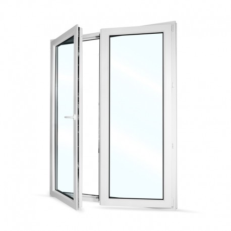 Plastové balkonové dveře dvoukřídlé se štulpem 168x208 cm (1680x2080 mm), bílé, LEVÉ - otevřené