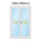 Plastové balkonové dveře dvoukřídlé se štulpem 128x208 cm (1280x2080 mm), bílá|zlatý dub, PRAVÉ - nákres