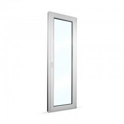 Plastové balkonové dveře jednokřídlé 68x208 cm (680x2080 mm), bílé, otevíravé i sklopné, PRAVÉ - interiér - zavřené