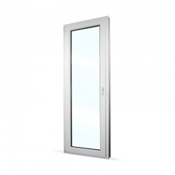 Plastové balkonové dveře jednokřídlé 78x208 cm (780x2080 mm), bílé, otevíravé i sklopné, LEVÉ - interiér - zavřené