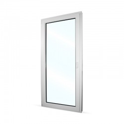 Plastové balkonové dveře jednokřídlé 98x208 cm (980x2080 mm), bílé, otevíravé i sklopné, LEVÉ - interiér - zavřené