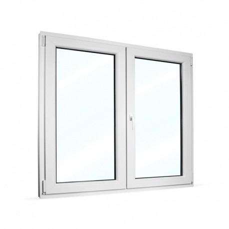 Plastové okno dvoukřídlé se štulpem 145x130 cm (1450x1300 mm), bílé, PRAVÉ