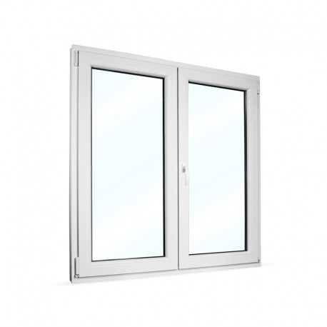 Plastové okno dvoukřídlé se štulpem 125x130 cm (1250x1300 mm), bílé, PRAVÉ