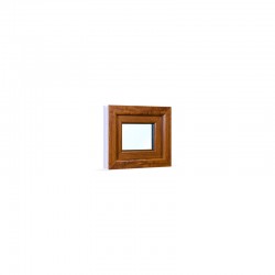 Sklopné plastové okno 49x42 cm (490x420 mm), bílá|zlatý dub - pohled z exteriéru