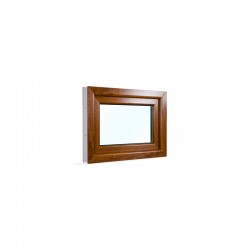 Sklopné plastové okno 75x55 cm (750x550 mm), bílá|zlatý dub - pohled z exteriéru