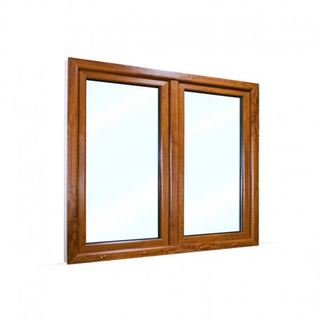 Plastové okno dvoukřídlé se štulpem 135x115 cm (1350x1150 mm), bílá|zlatý dub, PRAVÉ