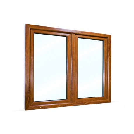 Plastové okno dvoukřídlé se štulpem 145x115 cm (1450x1150 mm), bílá|zlatý dub, PRAVÉ