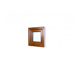 Jednokřídlé plastové okno 50x50 cm (500x500 mm), bílá|zlatý dub, otevíravé i sklopné, LEVÉ - pohled z exteriéru