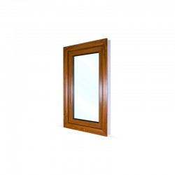 Jednokřídlé plastové okno 60x100 cm (600x1000 mm), bílá|zlatý dub, otevíravé i sklopné, LEVÉ - pohled z exteriéru