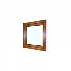 Jednokřídlé plastové okno 80x80 cm (800x800 mm), bílá|zlatý dub, otevíravé i sklopné, LEVÉ - pohled z exteriéru