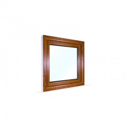 Jednokřídlé plastové okno 80x80 cm (800x800 mm), bílá|zlatý dub, otevíravé i sklopné, PRAVÉ - pohled z exteriéru