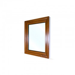 Jednokřídlé plastové okno 80x100 cm (800x1000 mm), bílá|zlatý dub, otevíravé i sklopné, LEVÉ - pohled z exteriéru