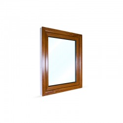 Jednokřídlé plastové okno 80x100 cm (800x1000 mm), bílá|zlatý dub, otevíravé i sklopné, PRAVÉ - pohled z exteriéru