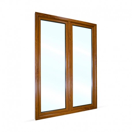 Plastové balkonové dveře dvoukřídlé se štulpem 148x208 cm (1480x2080 mm), bílá|zlatý dub, PRAVÉ - pohled z exteriéru