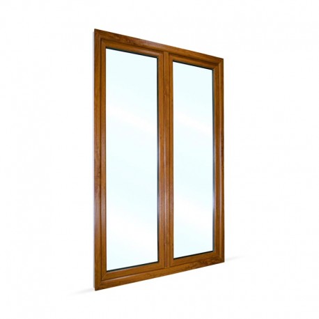Plastové balkonové dveře dvoukřídlé se štulpem 128x208 cm (1280x2080 mm), bílá|zlatý dub, PRAVÉ - pohled z exteriéru