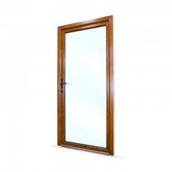 Plastové vedlejší vchodové dveře jednokřídlé 98x208 cm (980x2080 mm), prosklené, bílá|zlatý dub, LEVÉ - pohled z exteriéru