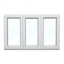 Plastové okno trojkřídlé se štulpem a sloupkem 208x154 cm (2080x1540 mm), bílé