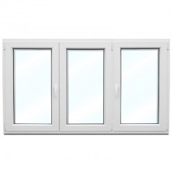 Plastové okno trojkřídlé se štulpem a sloupkem 238x154 cm (2380x1540 mm), bílé
