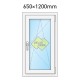 Plastové okno jednokřídlé 65x120 cm (650x1200 mm), bílé, otevíravé i sklopné, PRAVÉ - nákres