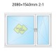 Plastové okno dvoukřídlé se sloupkem 208x154 cm (2080x1540 mm), bílé, PRAVÉ - dělení 2:1
