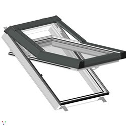 Plastové střešní okno SKYLIGHT, 780x890 mm (78x89 cm) - bílé, šedé oplechování
