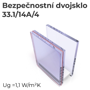 Dvoukřídlé plastové okno se štulpem 1450x1300 mm konfigurace bezpečnostní dvojsklo