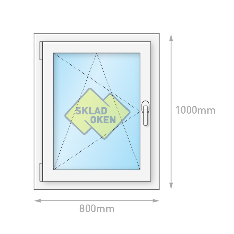 Plastové okno jednokřídlé 800 x 1000 mm - levé